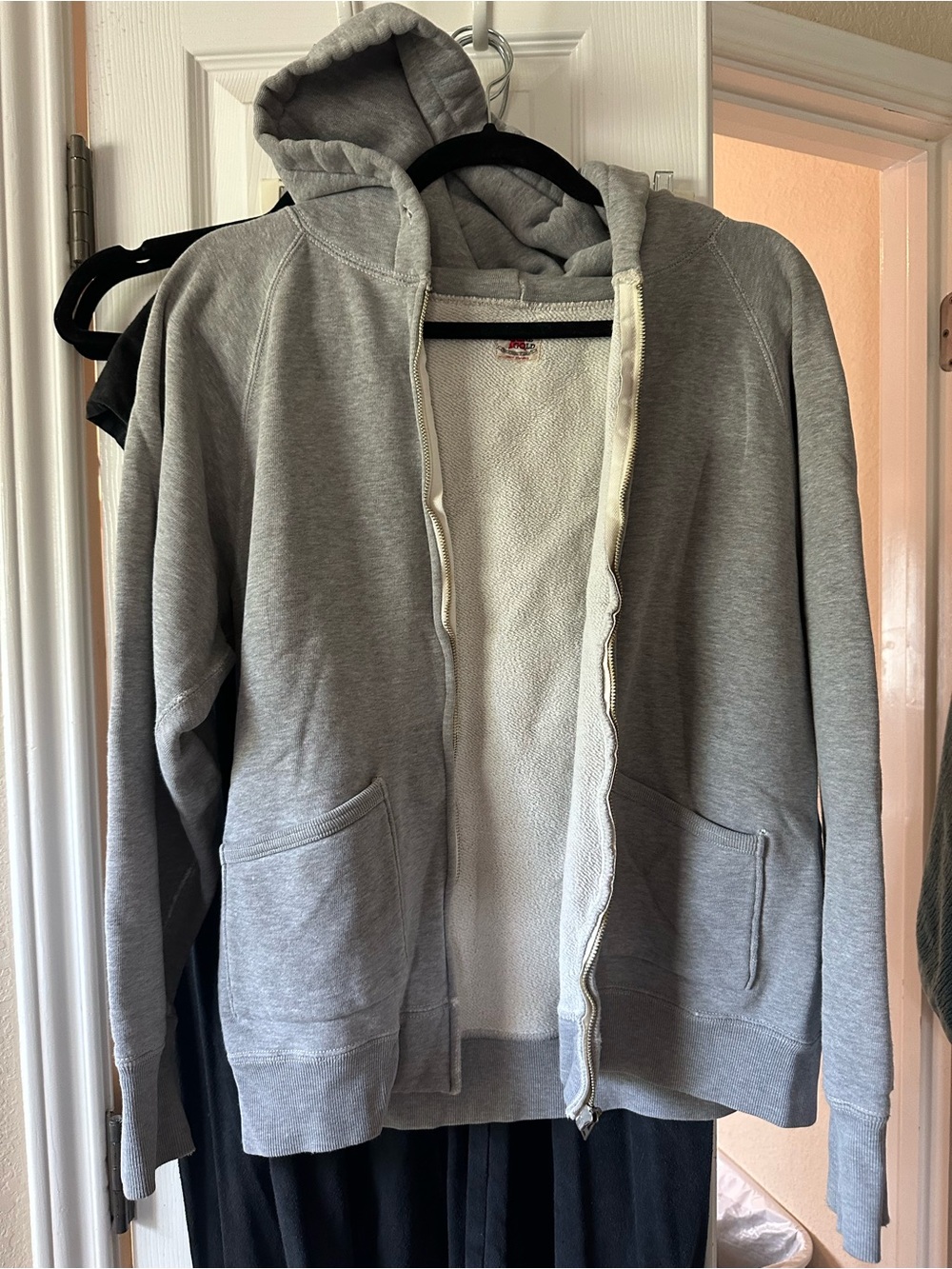 Classic Gray Zip-Up Hoodie looped Lining